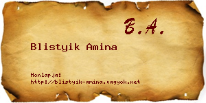 Blistyik Amina névjegykártya
